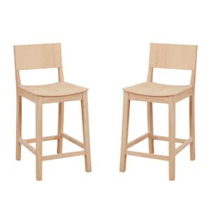 Parker 23.75 in. Seat Unfinished Low back wood frame Counter Stool with wood seat (Set of 2)