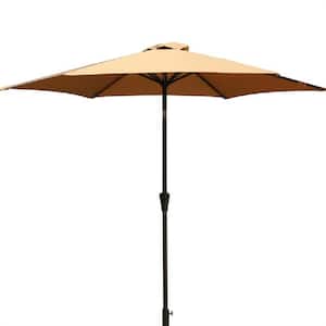 9 ft. Outdoor Patio Umbrella, Market Umbrella with Button Tilt and Crank Taupe