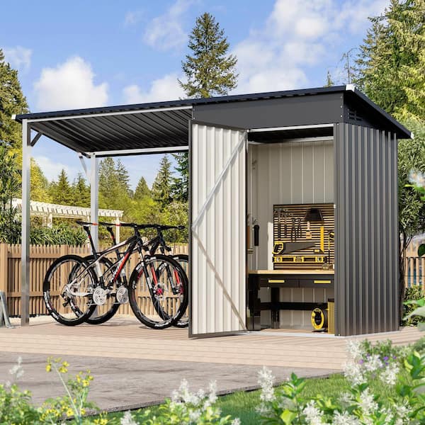AECOJOY 5 ft. W x 3 ft. D Metal Outdoor Open-Sided Storage Shed