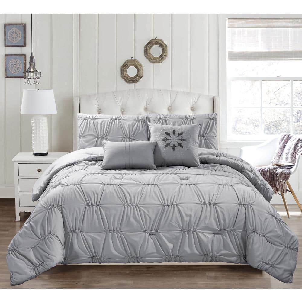 Kensie Akita 8Piece Grey Queen Comforter Set AKITA 13242D=1 The Home