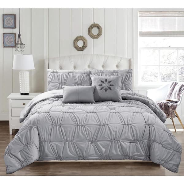 Kensie Akita 8-Piece Grey Queen Comforter Set AKITA 13242D=1 - The Home ...