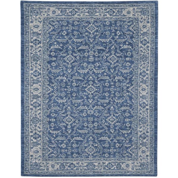 Amer Rugs Inara 4 ft. X 6 ft. Blue Oriental, Border Area Rug