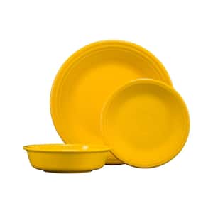 3-Piece Casual Daffodil Ceramic Dinnerware Set (Service for 1)