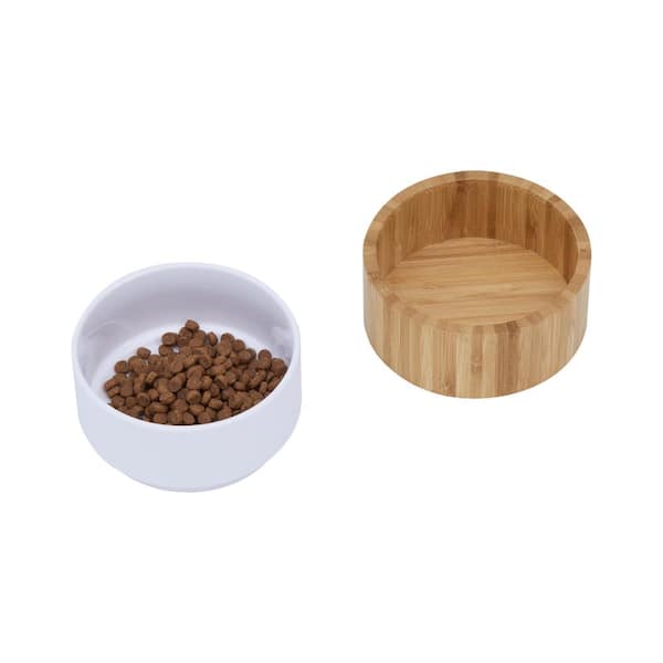 Cat Elevated Food Stand, Bamboo Dog Bowls Stand