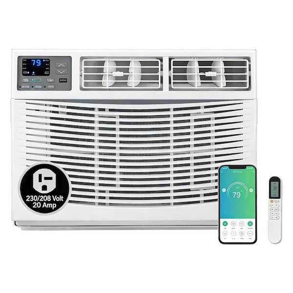 18,000 BTU (DOE) 230 Volts WIFI Window Air Conditioner 1000 sq. ft. with Heater in White