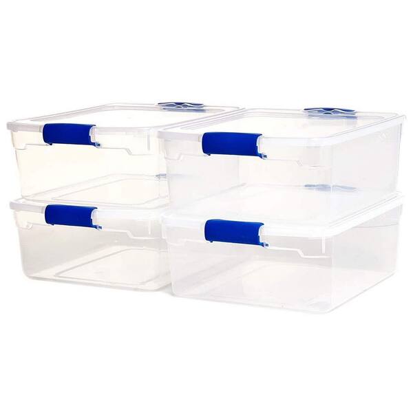 Totally Kitchen Clear Plastic Stackable Storage Bins with Handles | Large  1.6 Gallon