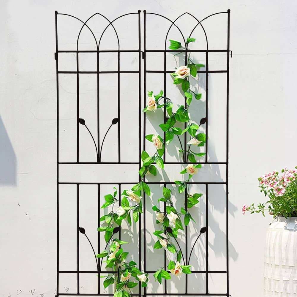 71 in. Black Metal Garden Trellis for Climbing Plants Rustproof Outdoor Flower Support (2-Pack) price history on PriceWatchPro