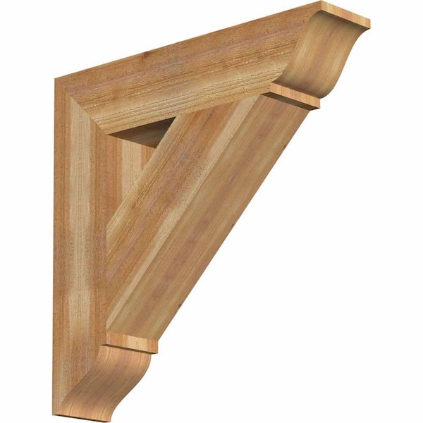 Ekena Millwork 6 in. x 28 in. x 28 in. Western Red Cedar Traditional Rough Sawn Bracket