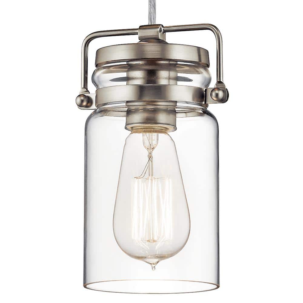 Brushed Nickel Mini Pendant with Clear Glass Shade