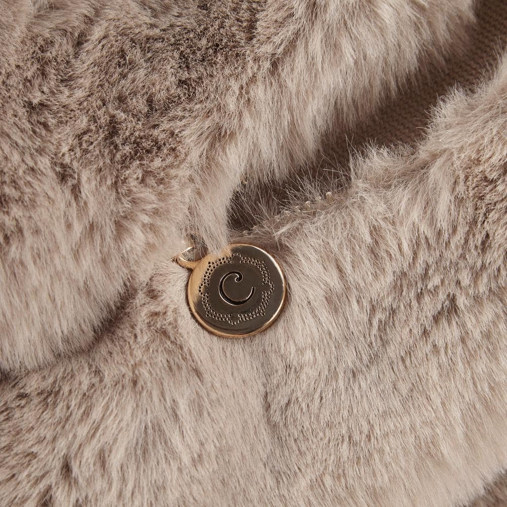 Golden Faux Fur Square Throw Pillow with Zipper Closure
