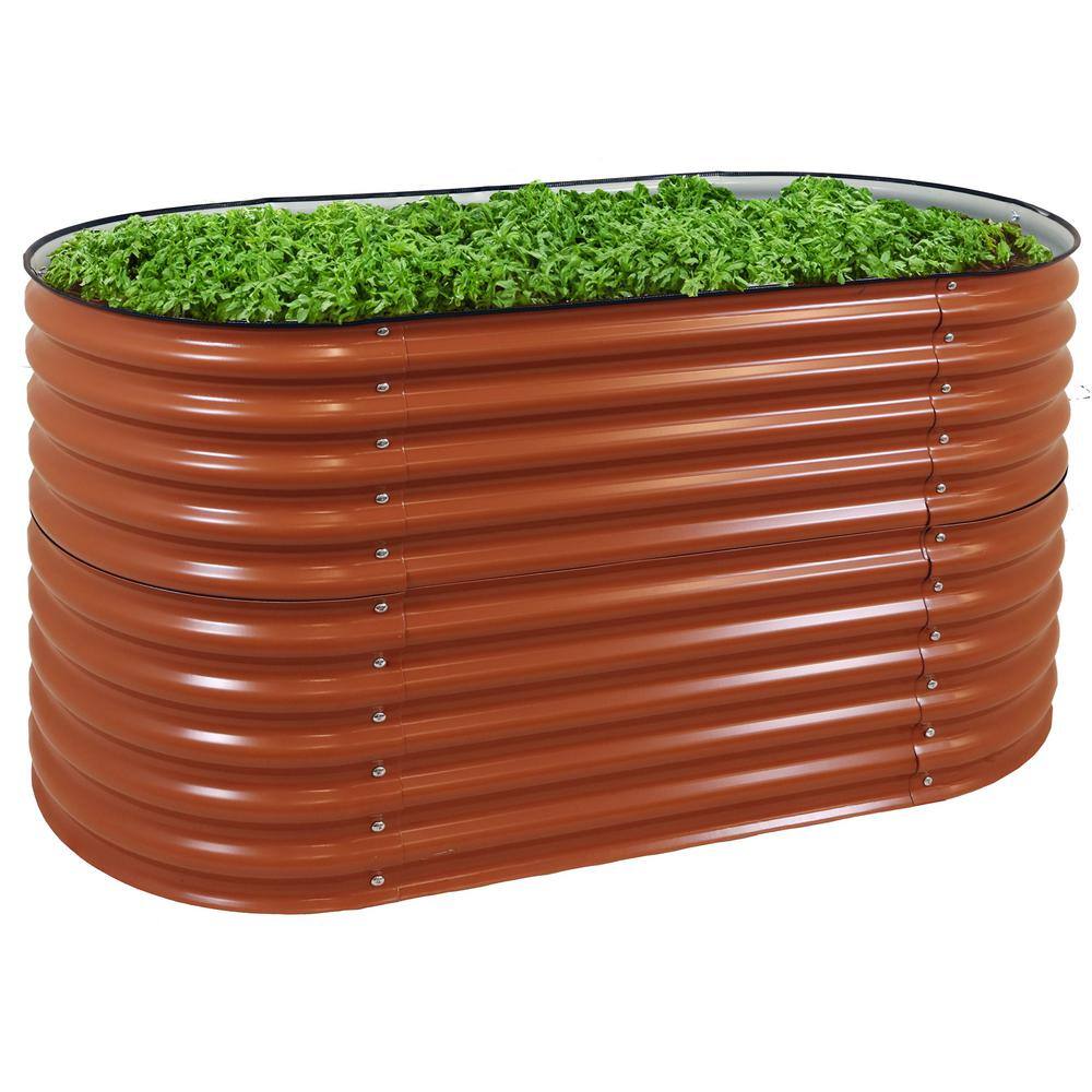 Large Brown Galvalume Steel Raised Garden Bed with Rubber Edge Trim