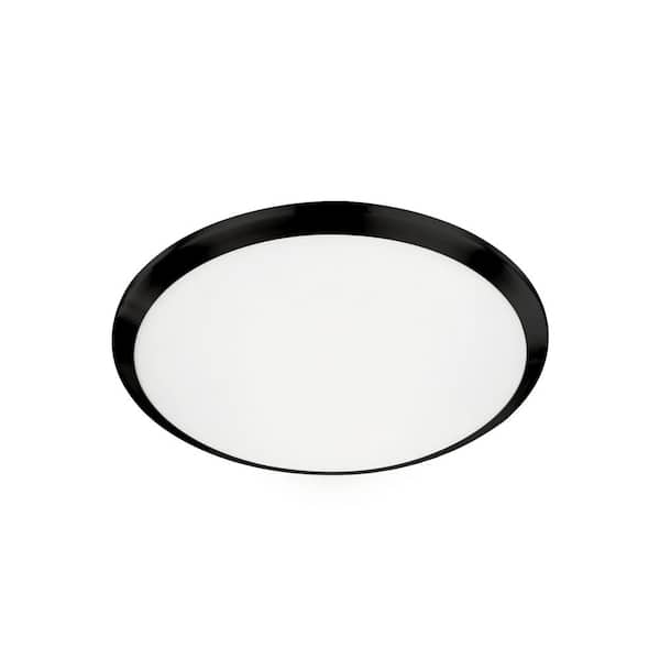KUZCO Malta 12 in. 1-Light 13-Watt Black Integrated LED Flush Mount
