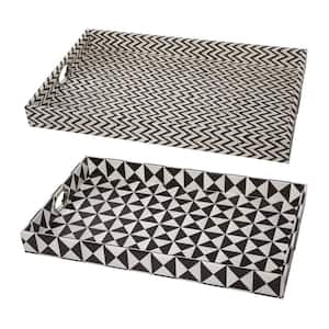 Black and White Decorative Tray Set of 2