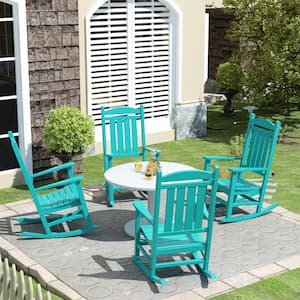 Kenly Turquoise Classic Plastic Outdoor Rocking Chair (Set of 4)