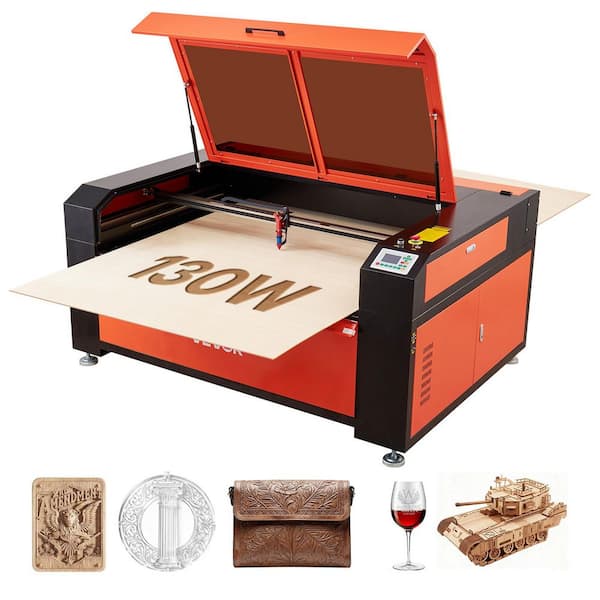 55 x 35 in. 130 W CO2 Laser Engraver, with Water Chiller, 2 Way Pass Air Assist, 1200 mm/s Speed, Autofocus Engraving