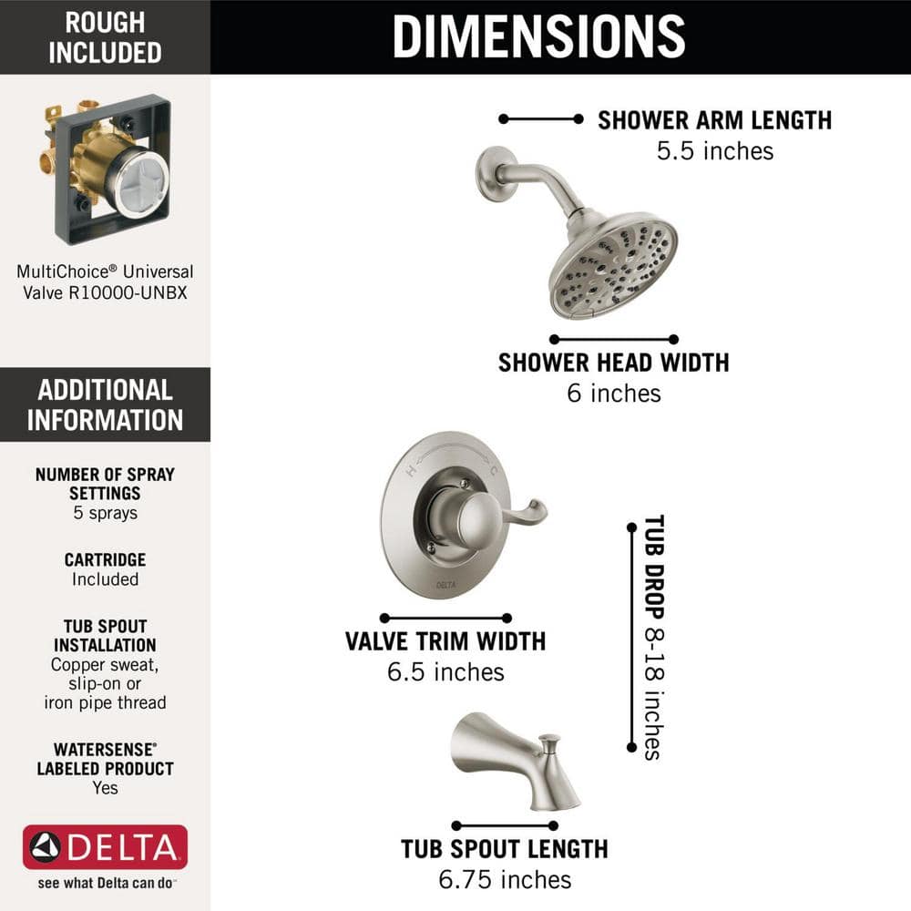 SpotShield Stainless Steel Wall Mounted Shower Faucet Set