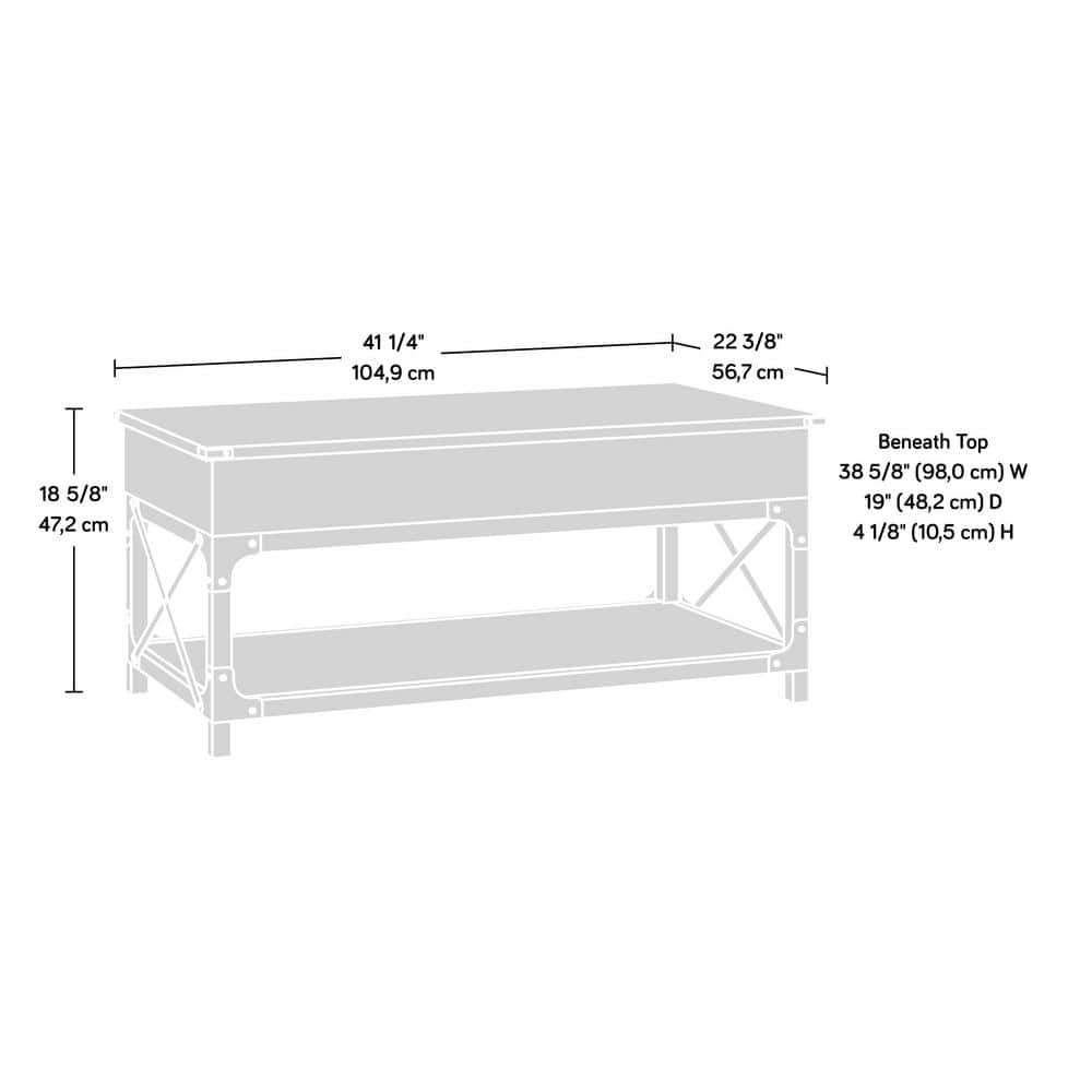 Carbon Oak and Metal Lift-Top Coffee Table with Storage