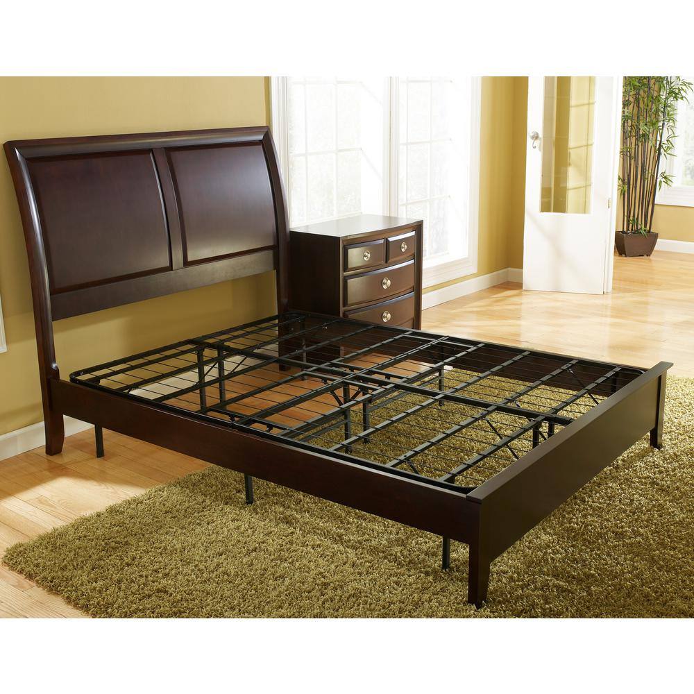 King Black Metal Platform Bed Frame with Storage