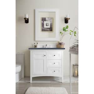 Palisades 36 in. W x 23.5 in.D x 35.3 in. H Single Vanity in Bright White with Quartz Top in Charcoal Soapstone