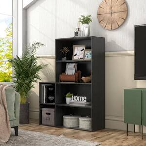 Quincy 46.85 in. Tall Stackable Black Engineered wood 4-Shelf Modern Modular Bookcase