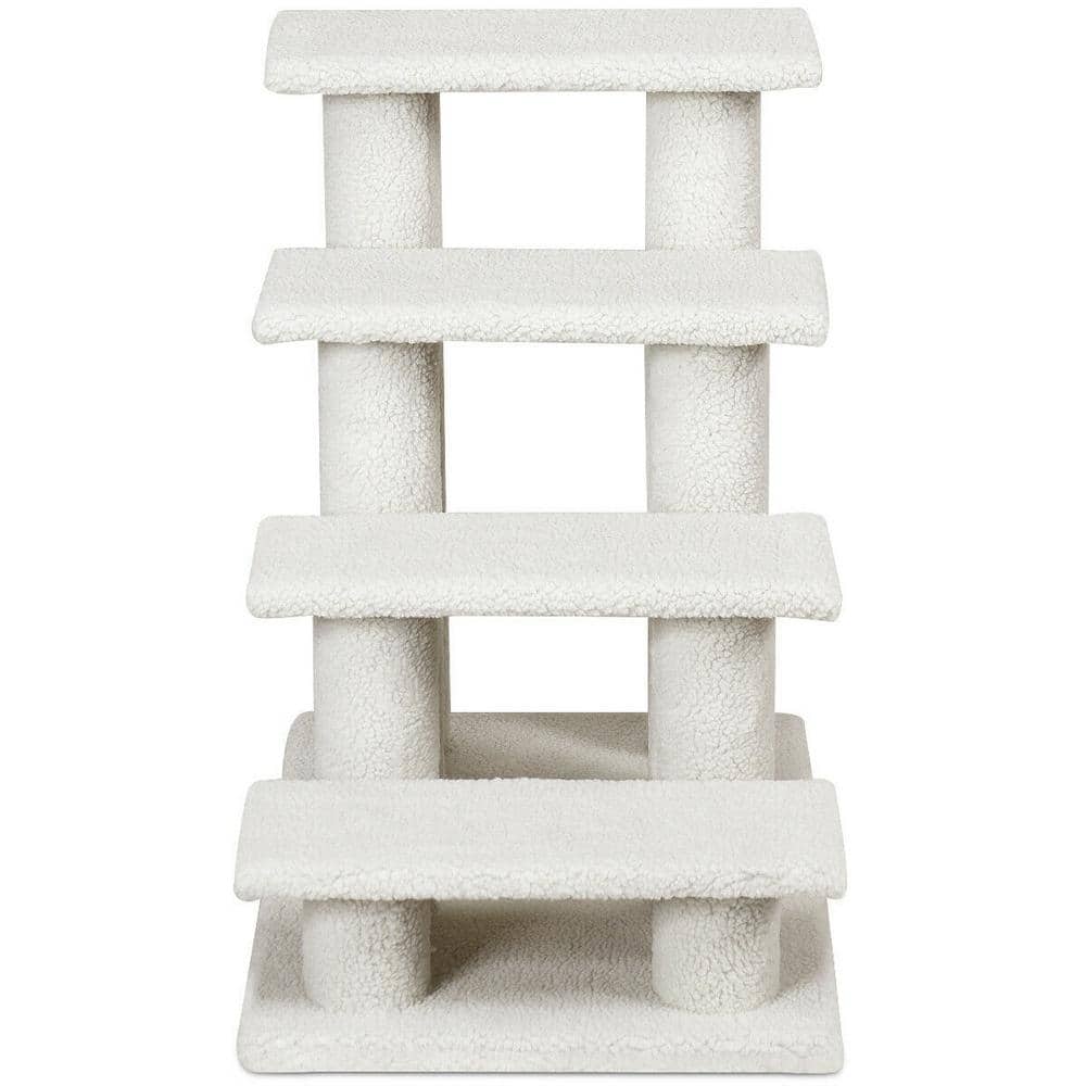 24'' Beige Faux Fleece 4-Step Cat Tree with Scratching Posts