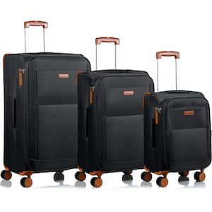 Classic 28 in.,24 in., 20 in. Black Softside Luggage Set with Spinner Wheels (3-Piece)