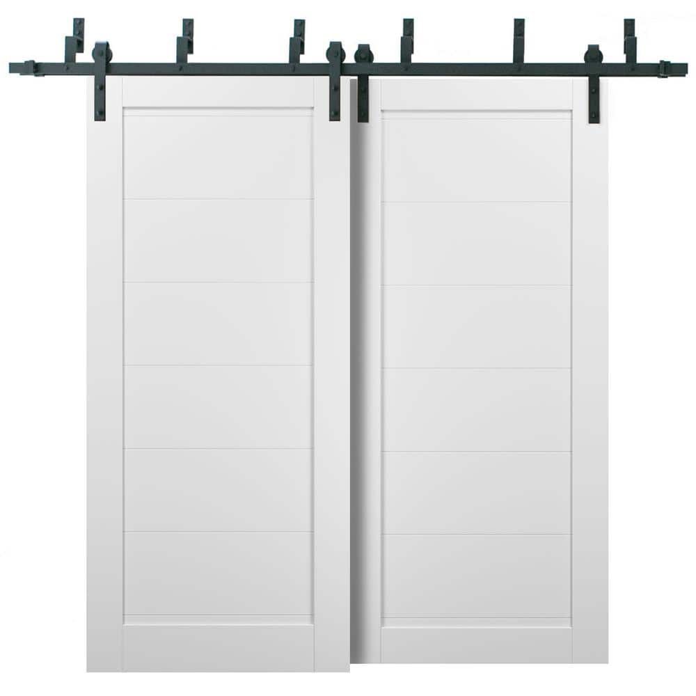 64 in. x 96 in. 1-Panel White Finished Solid Pine MDF Sliding Barn Door with Hardware Kit price history on PriceWatchPro