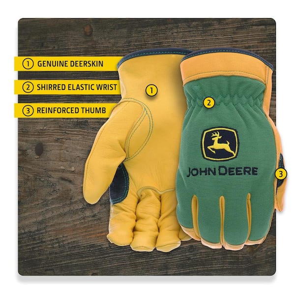 John Deere Men's XL Cowhide Leather Black Work Glove - Handy Andy Home  Warehouse