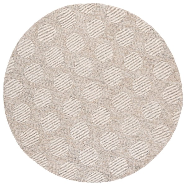 Metro 6 ft. x 6 ft. Gold/Ivory Polka Dot Round Rug