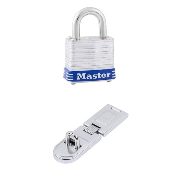 1-1/8 in. Wide Outdoor Padlock with Key and 6-1/4 in. Long Steel Heavy Duty Hasp Latch Combo