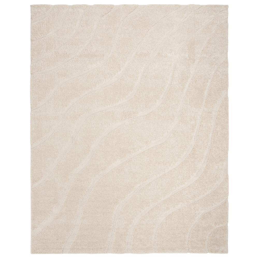 Cream 8' x 10' Synthetic Shag Area Rug