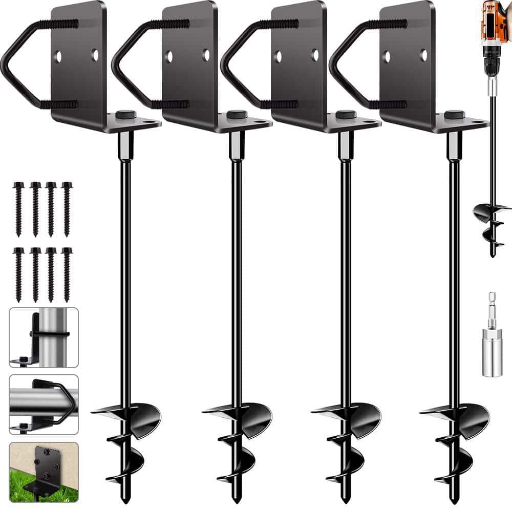 14 in. Metal Trampoline Stakes, Playset Swing Set Anchors Stakes for Fence Carport Garden (4-Pack) price history on PriceWatchPro