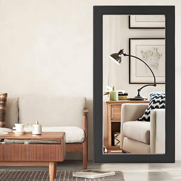 Sxiawe 32 in. W x 71 in. H Simple Rectangular Black Wood Frame