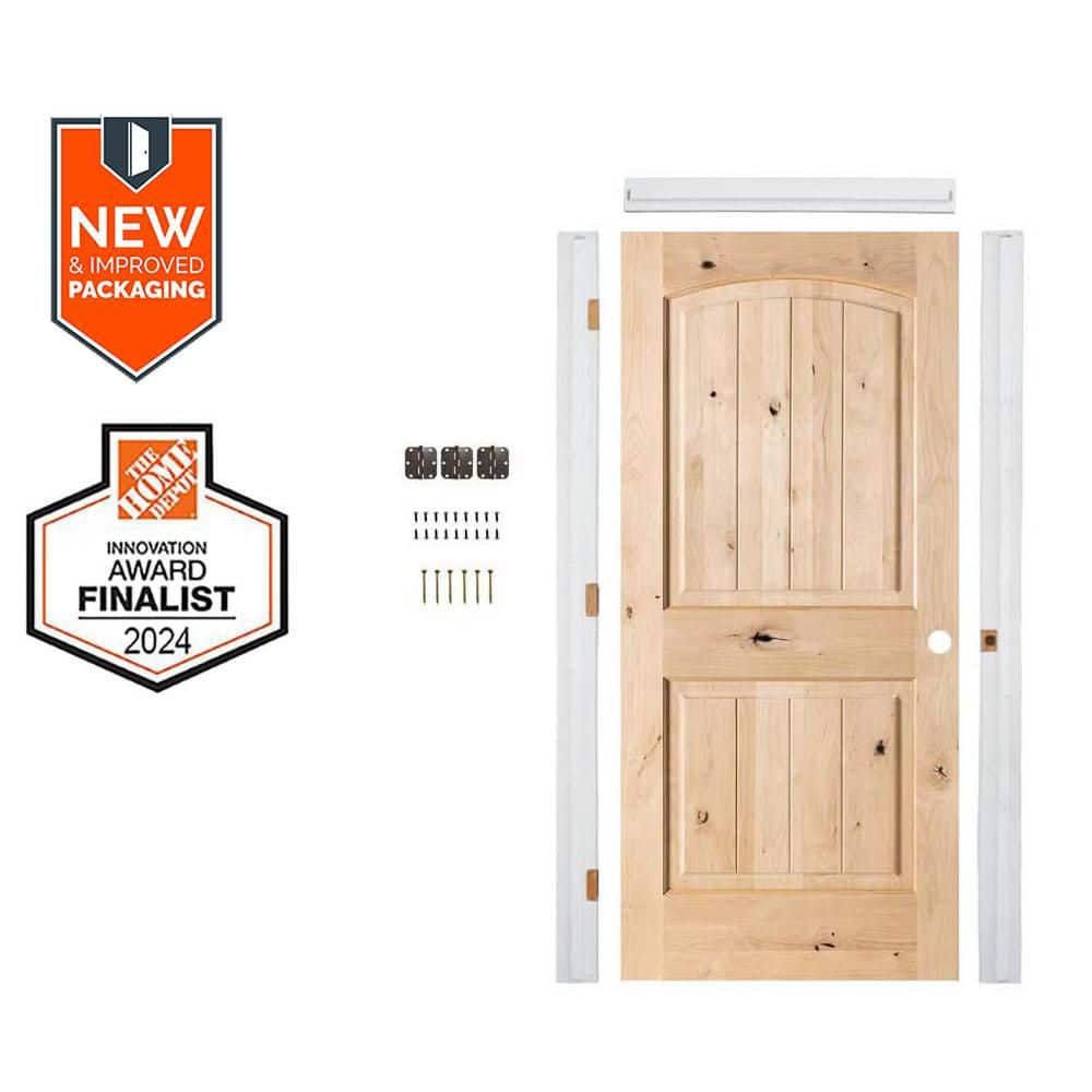 36in.x80in. Knotty Alder Left-Hand Unfinished V-Groove Single Assembly Required Interior Door Kit w/ Quick Assemble Jamb price history on PriceWatchPro