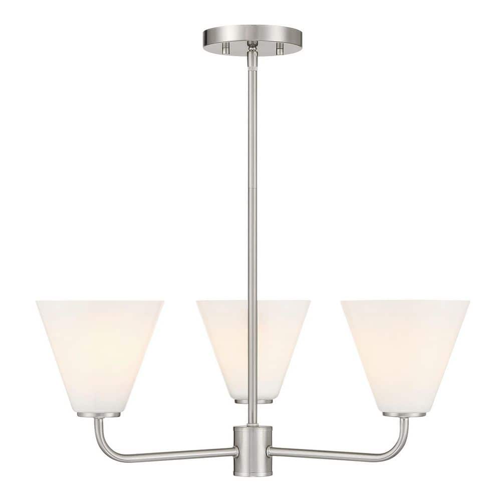 Blair 3-Light Satin Nickel Transitional Chandelier with Strie Glass Shades and Adjustable Arms price history on PriceWatchPro