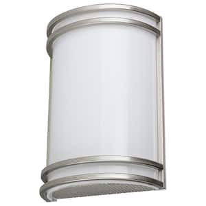 9 in. 1-Light Brushed Nickel Integrated LED Dimmable Half Cylinder Wall Sconce, CCT Color Tunable 3000K, 4000K, 5000K