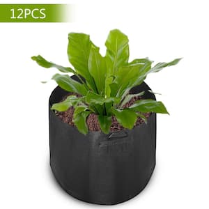 45 Gal. with Handles Plant Grow Bag Aeration Fabric Pots Black Grow Bag Plant Container (12-Pack)
