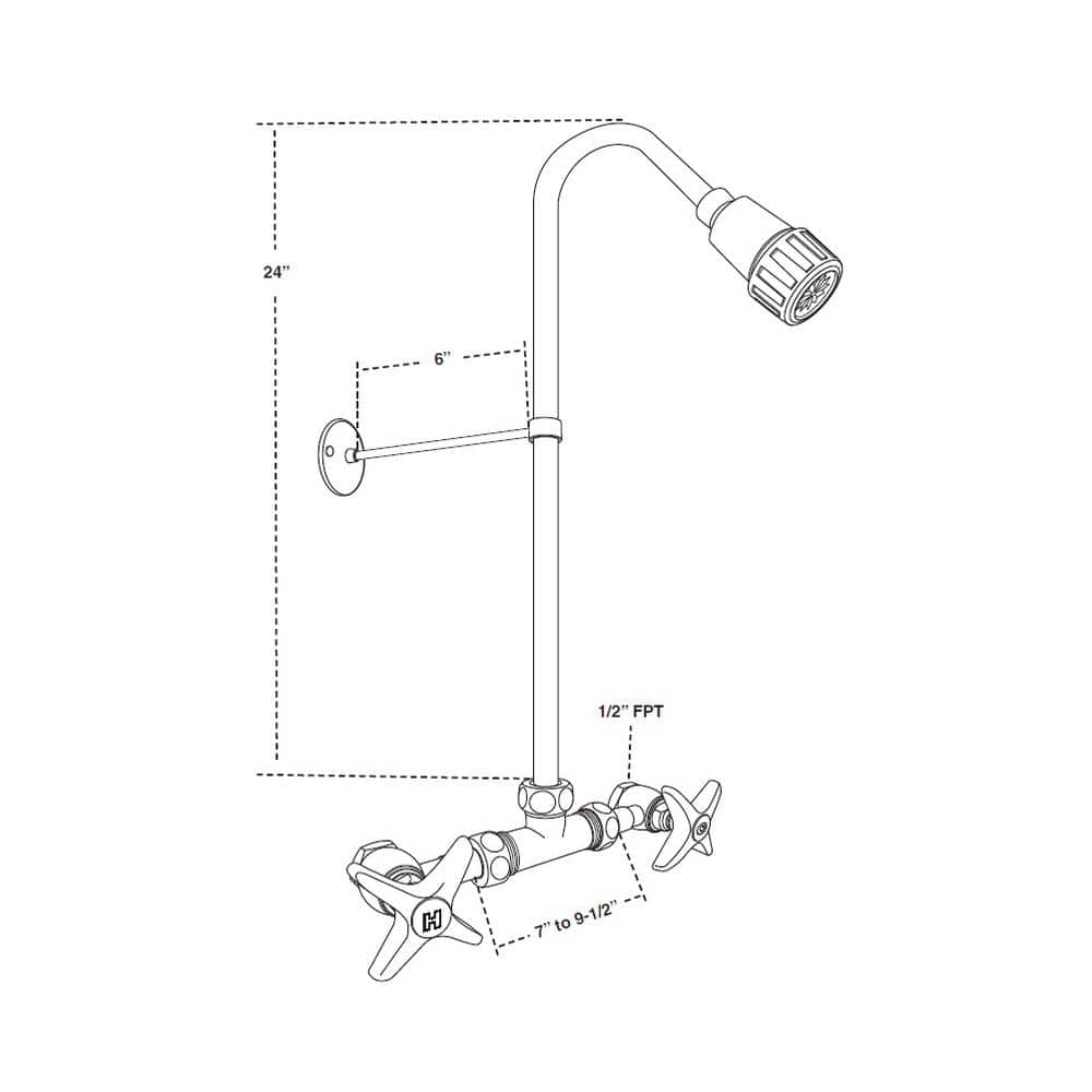 Chrome Wall Mounted Double Handle Outdoor Shower Faucet
