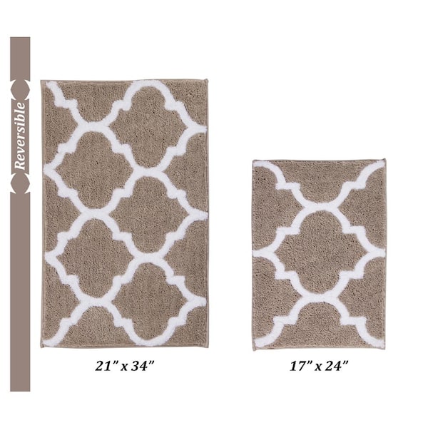 Polyester 2 Piece Bath Rug Set - Beige