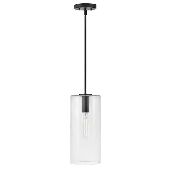 Lane Black + Clear Glass Cylindrical Pendant Light