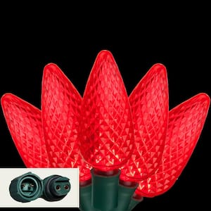 24 ft. 25-Light LED Red Commercial C9 String Lights with Watertight Coaxial Connectors