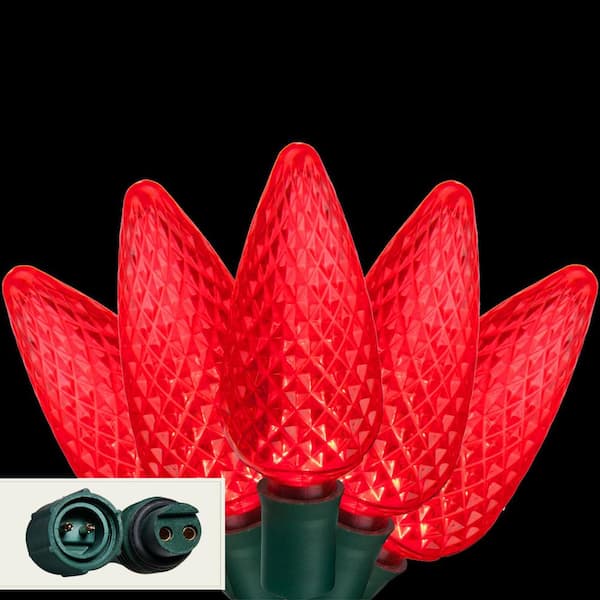 Wintergreen Lighting 24 ft. 25-Light LED Red Commercial C9 String Lights with Watertight Coaxial Connectors