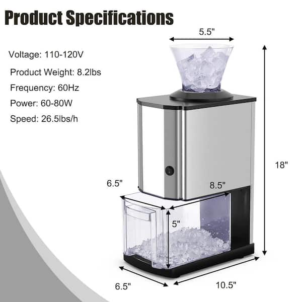 Olde Midway Electric Ice Crusher Machine, Dual Stainless Steel Blades