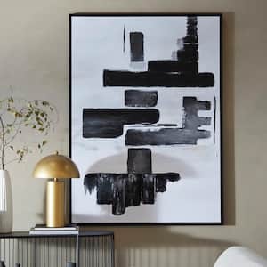 1- Panel Abstract Lines and Shapes Framed Wall Art with Black Frame 66 in. x 47 in.