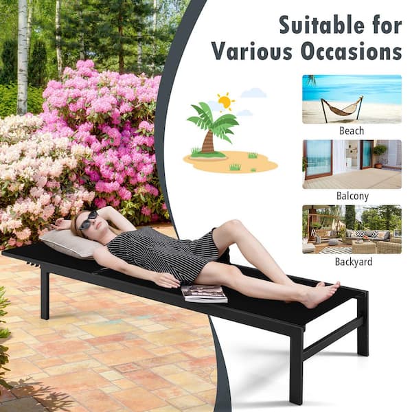Costway Aluminum Outdoor Chaise Lounge Chair Adjust 6
