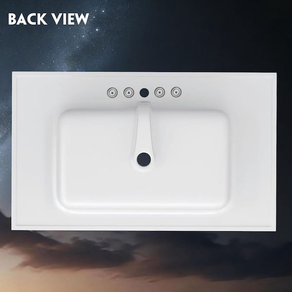 おゆ　36サイズ Zeafive 36 in. W x 22 in. D Solid Surface Vanity Top in Pure White