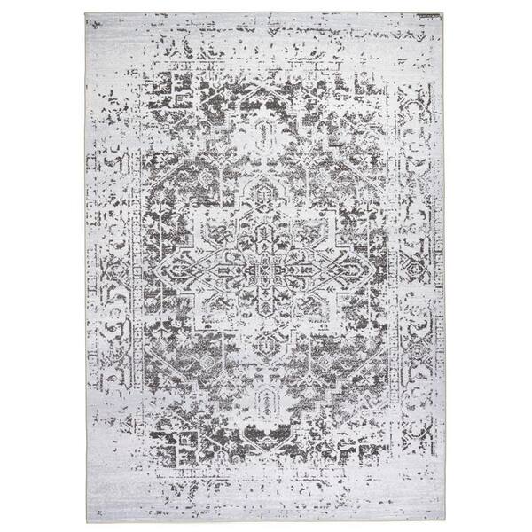 Himalayas Brown Creme 4 ft. x 6 ft. Machine Washable Modern Floral Abstract Polyester Non-Slip Backing Area Rug