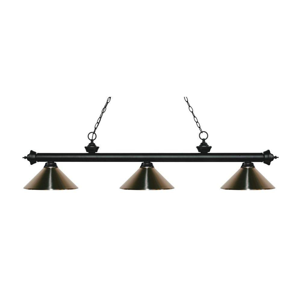 Riviera Matte Black 57'' Traditional 3-Light Island Chandelier