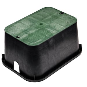 13 in. X 20 in. Jumbo Rectangular Valve Box and Cover, Black Box, Green ICV Cover