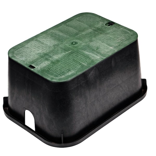 NDS 13 in. X 20 in. Jumbo Rectangular Valve Box and Cover, Black Box, Green ICV Cover